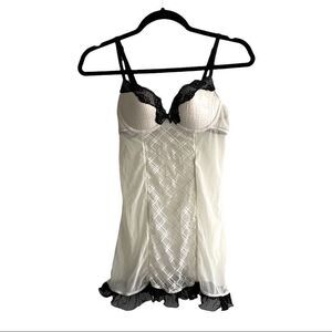 JACOB LINGERIE Lace Chemise Padded Cups Ivory Black M